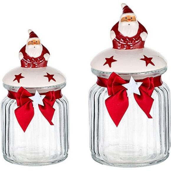 9+31 OZ Glass Jars Set Bathroom Kitchen Christmas Storage Organizer